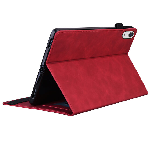 Case2go - Tablet hoes geschikt voor Apple iPad 11 (2025) A16 / Apple iPad 10.9 (2022) - Business Wallet Book Case - Met pasjeshouder - Rood