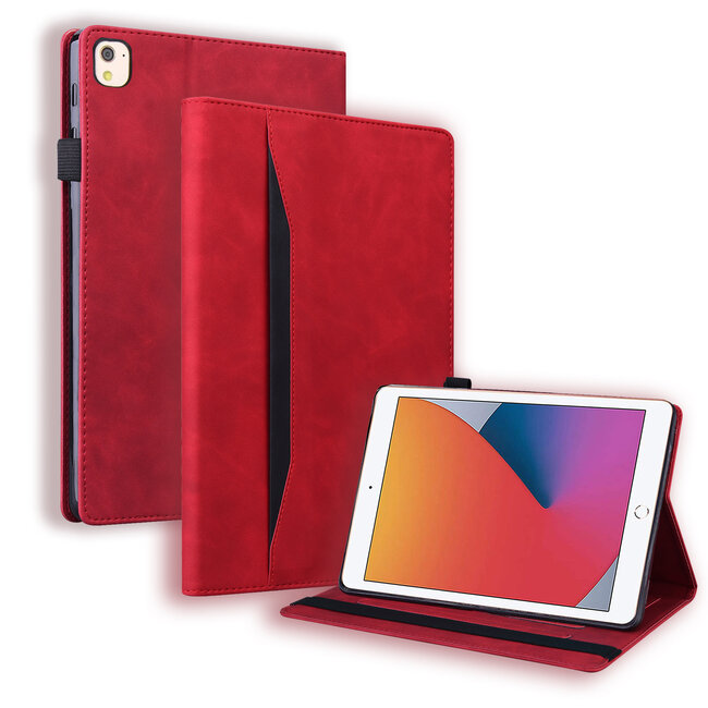 Case2go - Tablet hoes geschikt voor iPad 10.2 (2021/2020/2019) - Business Wallet Book Case - Met pasjeshouder - Rood