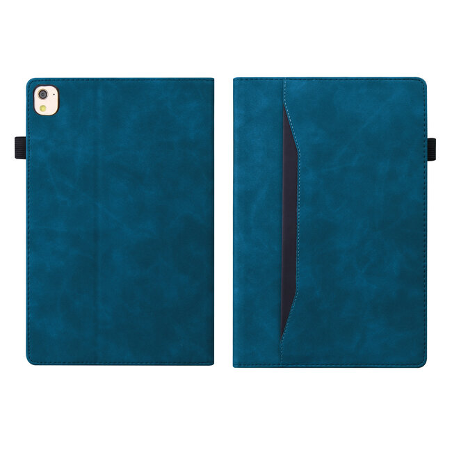 Case2go - Tablet hoes geschikt voor iPad 10.2 (2021/2020/2019) - Business Wallet Book Case - Met pasjeshouder - Donker Blauw