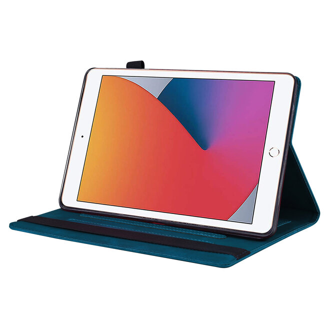 Case2go - Tablet hoes geschikt voor iPad 10.2 (2021/2020/2019) - Business Wallet Book Case - Met pasjeshouder - Donker Blauw