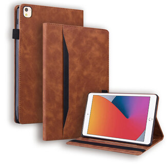 Case2go Case2go - Hoes voor Apple iPad 10.2 (2021/2020/2019) - Business Wallet Book Case - Met pasjeshouder - Bruin