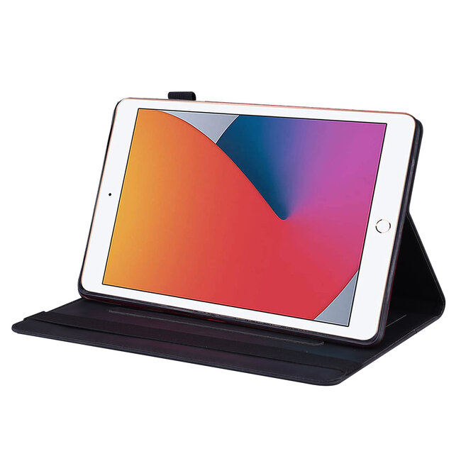Case2go - Tablet hoes geschikt voor iPad 10.2 (2021/2020/2019) - Business Wallet Book Case - Met pasjeshouder - Zwart