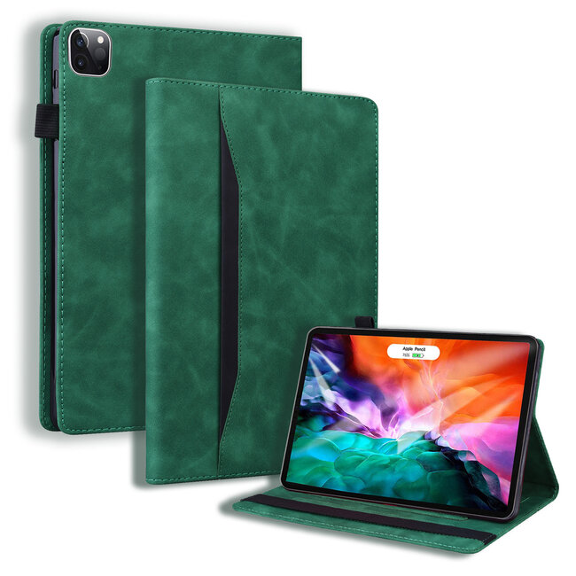 Case2go - Tablet hoes geschikt voor Apple iPad Pro 11 (2021/2020/2018) - Business Wallet Book Case - Met pasjeshouder - Groen
