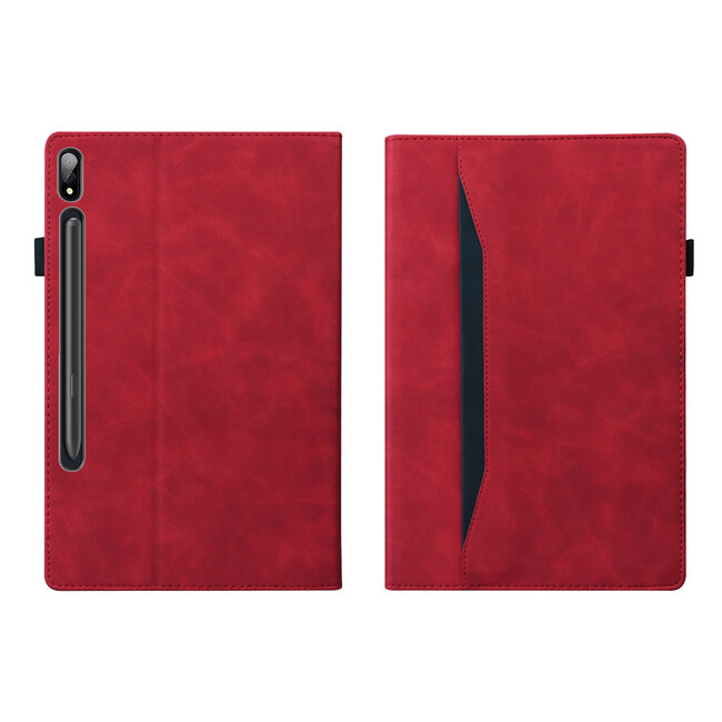 Case2go - Tablet hoes geschikt voor Samsung Galaxy Tab S9/S9 FE - Business Wallet Book Case - Met pasjeshouder - Rood
