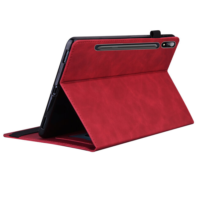 Case2go - Tablet hoes geschikt voor Samsung Galaxy Tab S9/S9 FE - Business Wallet Book Case - Met pasjeshouder - Rood