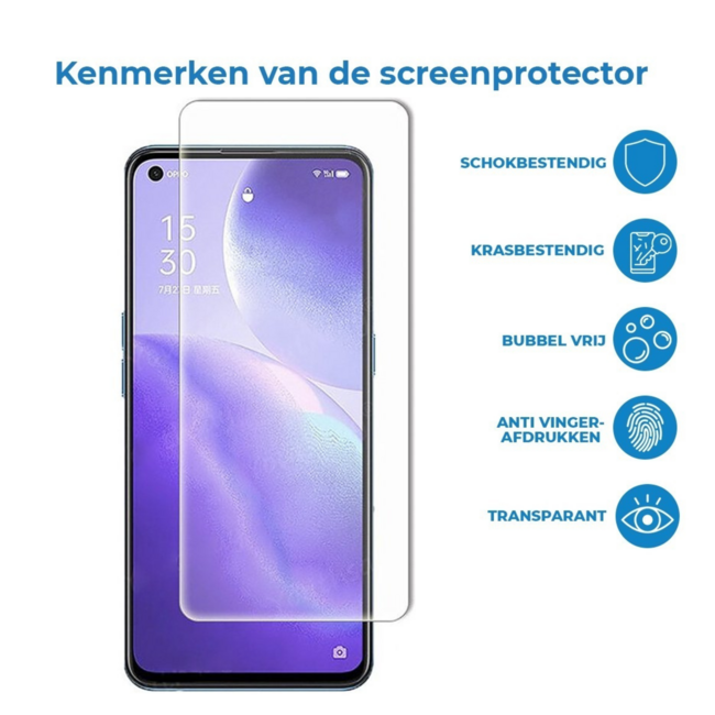 Case2go - Screenprotector geschikt voor Oppo Reno7 5G - Tempered Glass - Gehard Glas - Transparant