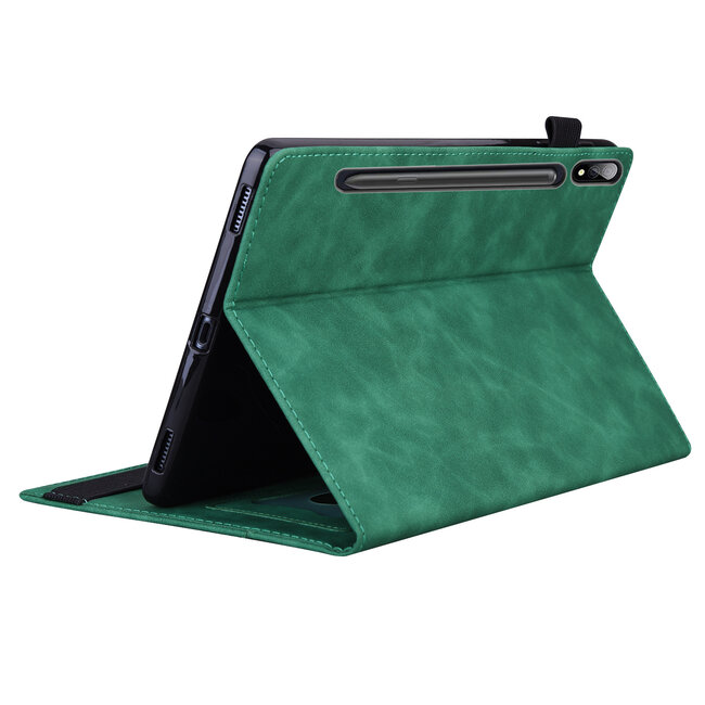 Case2go - Tablet hoes geschikt voor Lenovo Tab P12 Pro - Business Wallet Book Case - Met pasjeshouder - Groen