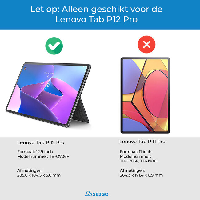 Case2go - Tablet hoes geschikt voor Lenovo Tab P12 Pro - Business Wallet Book Case - Met pasjeshouder - Groen