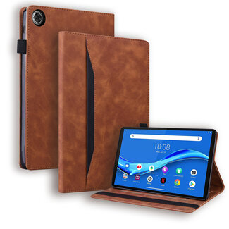 Case2go Case2go - Tablet hoes geschikt voor Lenovo Tab M10 Plus (3rd Gen) - Business Wallet Book Case - Met pasjeshouder - Bruin