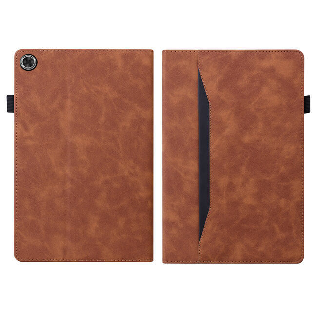 Case2go - Tablet hoes geschikt voor Lenovo Tab M10 Plus (3rd Gen) - Business Wallet Book Case - Met pasjeshouder - Bruin