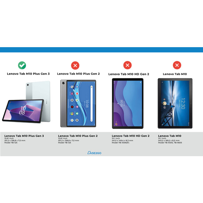 Case2go - Tablet hoes geschikt voor Lenovo Tab M10 Plus (3rd Gen) - Business Wallet Book Case - Met pasjeshouder - Bruin