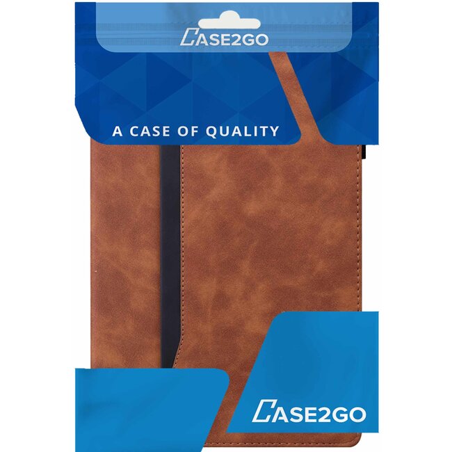 Case2go - Tablet hoes geschikt voor Lenovo Tab M10 Plus (3rd Gen) - Business Wallet Book Case - Met pasjeshouder - Bruin