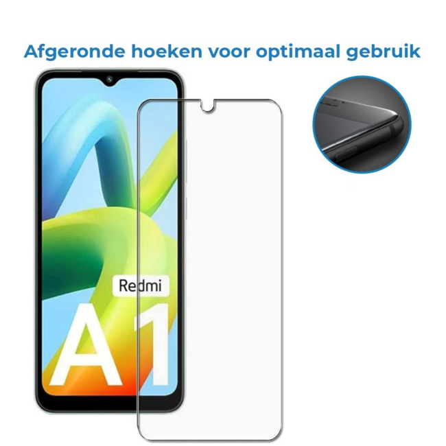 Case2go - Screenprotector geschikt voor Xiaomi Redmi A1 - Tempered Glass - Gehard Glas - Transparant