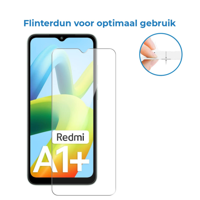 Case2go - Screenprotector geschikt voor Xiaomi Redmi A1+ - Tempered Glass - Gehard Glas - Transparant