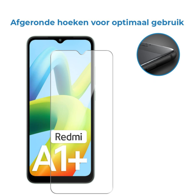 Case2go - Screenprotector geschikt voor Xiaomi Redmi A1+ - Tempered Glass - Gehard Glas - Transparant