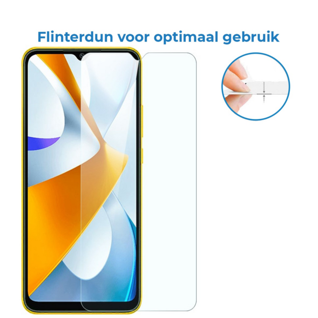 Case2go - Screenprotector geschikt voor Xiaomi Poco C40 - Tempered Glass - Gehard Glas - Transparant