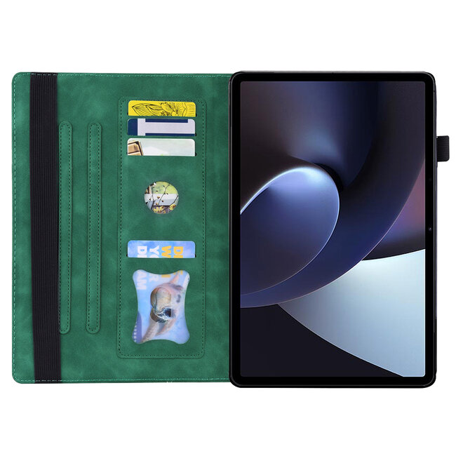 Case2go - Tablet hoes geschikt voor Oppo Pad 11 (2022) - Business Wallet Book Case - Met pasjeshouder - Groen