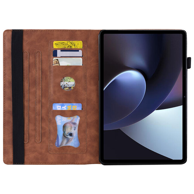 Case2go - Tablet hoes geschikt voor Oppo Pad 11 (2022) - Business Wallet Book Case - Met pasjeshouder - Bruin