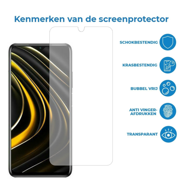 Case2go - Screenprotector geschikt voor Xiaomi Poco M5s - Tempered Glass - Gehard Glas - Transparant