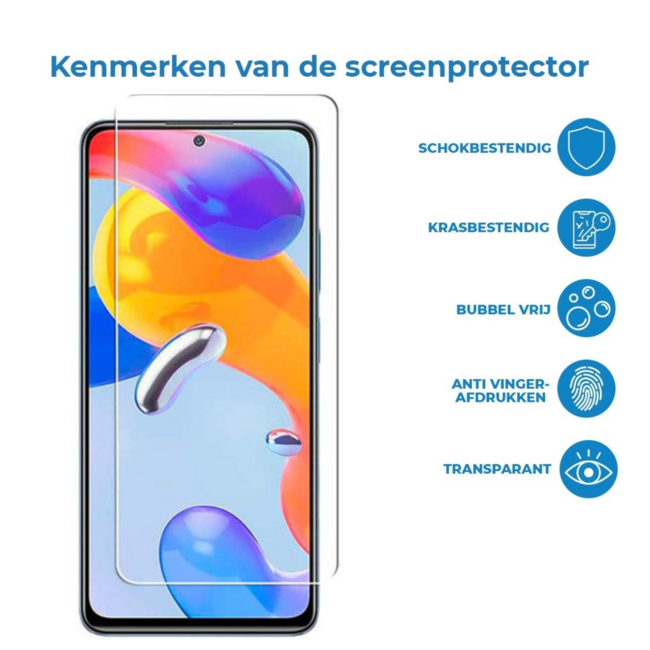 Case2go - Screenprotector geschikt voor Xiaomi Redmi Note 11T Pro - Tempered Glass - Gehard Glas - Transparant