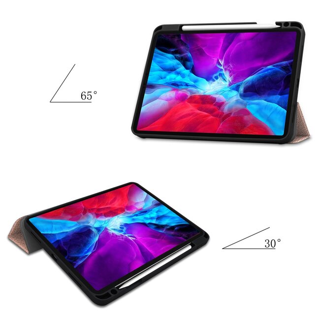 Case2go - Hoes voor de Apple iPad Pro 11 inch (2022) - Tri-Fold Book Case - met Apple Pencil Houder - Rose Goud