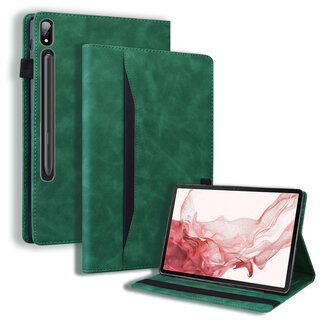 Case2go Case2go - Tablet hoes geschikt voor Samsung Galaxy Tab S9 Plus/S9 FE Plus (2023) - Business Wallet Book Case - Met pasjeshouder - Groen