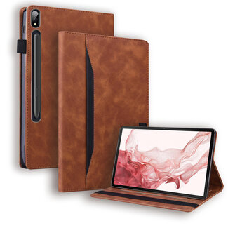Case2go Case2go - Tablet hoes geschikt voor Samsung Galaxy Tab S9 Plus/S9 FE Plus (2023) - Business Wallet Book Case - Met pasjeshouder - Bruin