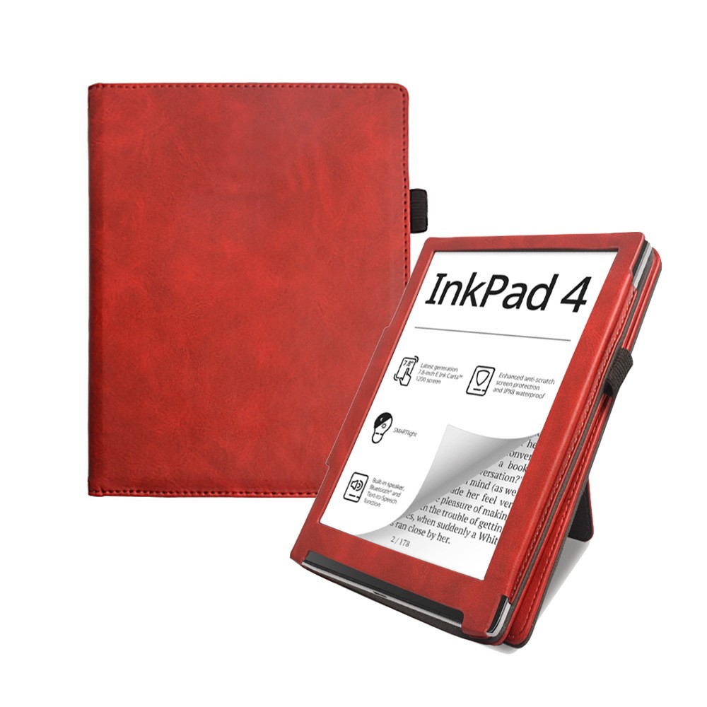 Case2go - E-reader hoes geschikt voor Pocketbook Inkpad 4/ Inkpad color 2 en 3 - Sleepcover - Auto/Wake functie - Met handstrap - Rood afbeelding