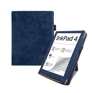 Case2go Case2go - E-reader hoes geschikt voor Pocketbook Inkpad 4/ Inkpad color 2 en 3 - Sleepcover - Auto/Wake functie - Met handstrap - Donker Blauw