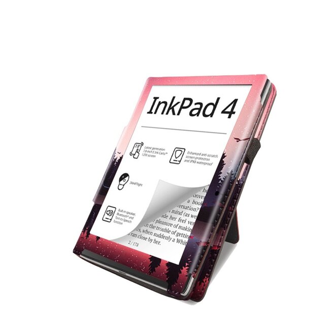 Case2go - E-reader hoes geschikt voor Pocketbook Inkpad 4/ Inkpad color 2 en 3 - Sleepcover - Auto/Wake functie - Met handstrap - Lake side