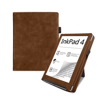 Case2go Case2go - E-reader hoes geschikt voor Pocketbook Inkpad 4/ Inkpad color 2 en 3 - Sleepcover - Auto/Wake functie - Met handstrap - Bruin