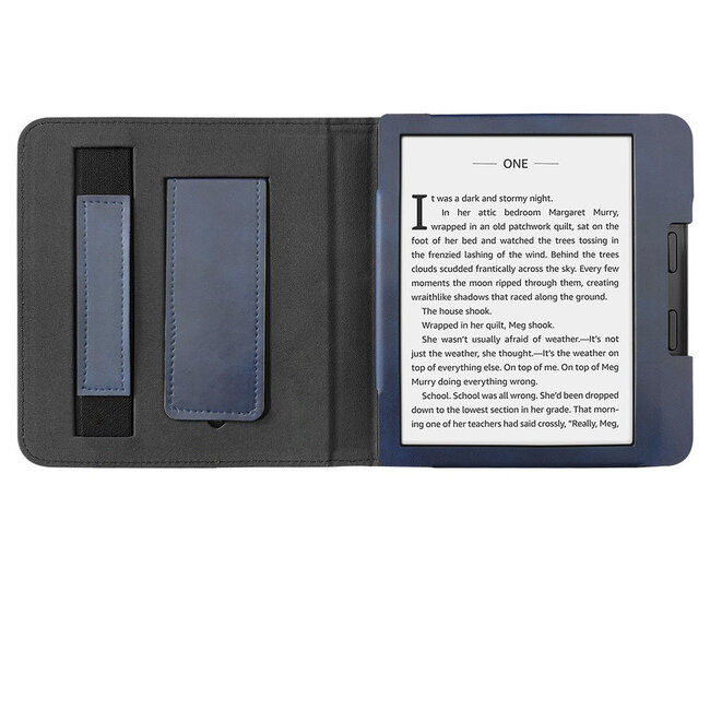 Case2go - E-reader hoes geschikt voor Tolino Epos 3 - Sleepcover - Auto/Wake functie - Met handstrap - Donker Blauw