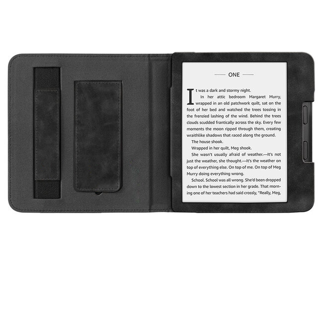 Case2go - E-reader hoes geschikt voor Tolino Epos 3 - Sleepcover - Auto/Wake functie - met handstrap - Zwart