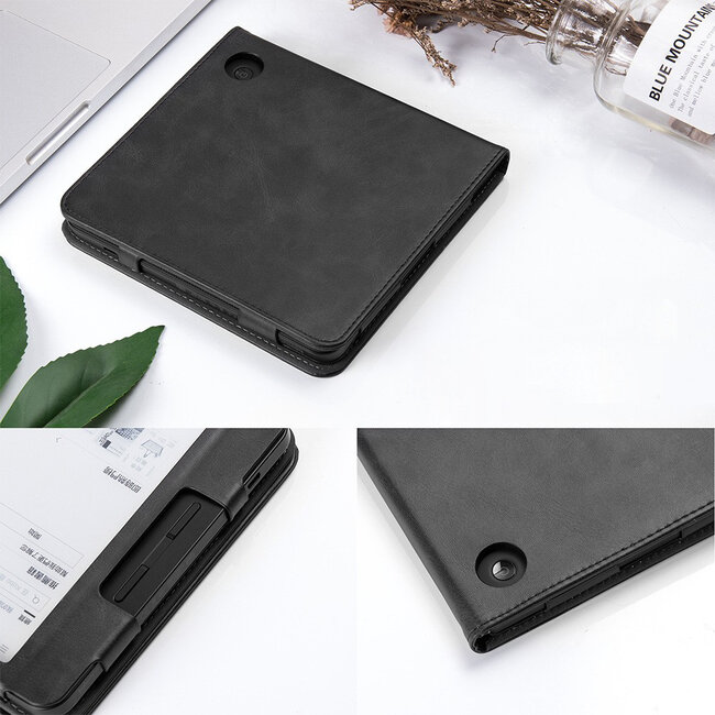 Case2go - E-reader hoes geschikt voor Tolino Epos 3 - Sleepcover - Auto/Wake functie - met handstrap - Zwart