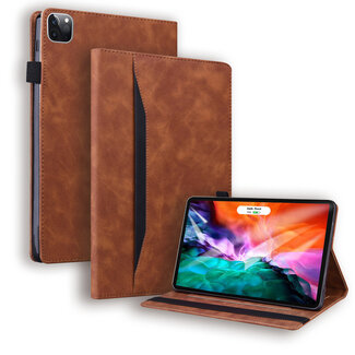 Case2go Case2go - Tablet hoes geschikt voor Apple iPad Pro 12.9 (2022) - Business Wallet Book Case - Met Pasjeshouder - Bruin