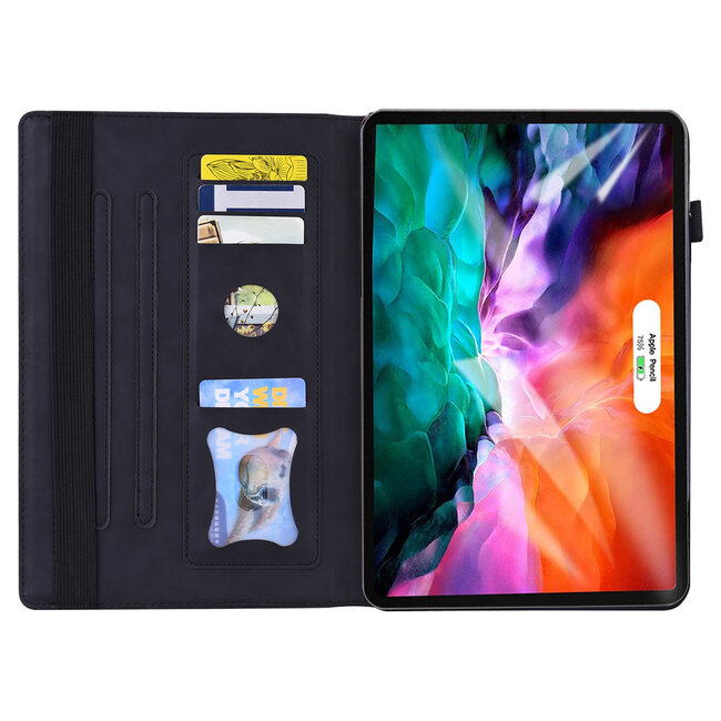 Case2go - Tablet hoes geschikt voor Apple iPad Mini 6 (2021) - Business Wallet Book Case - Met pasjeshouder - Zwart