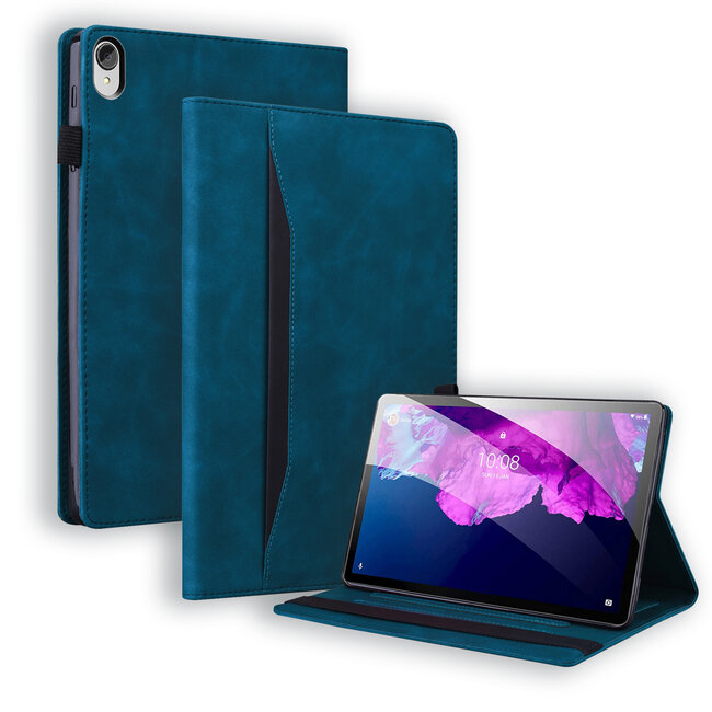 Case2go - Tablet hoes geschikt voor Lenovo Tab P11 - Business Wallet Book Case - Met Pasjeshouder - Blauw