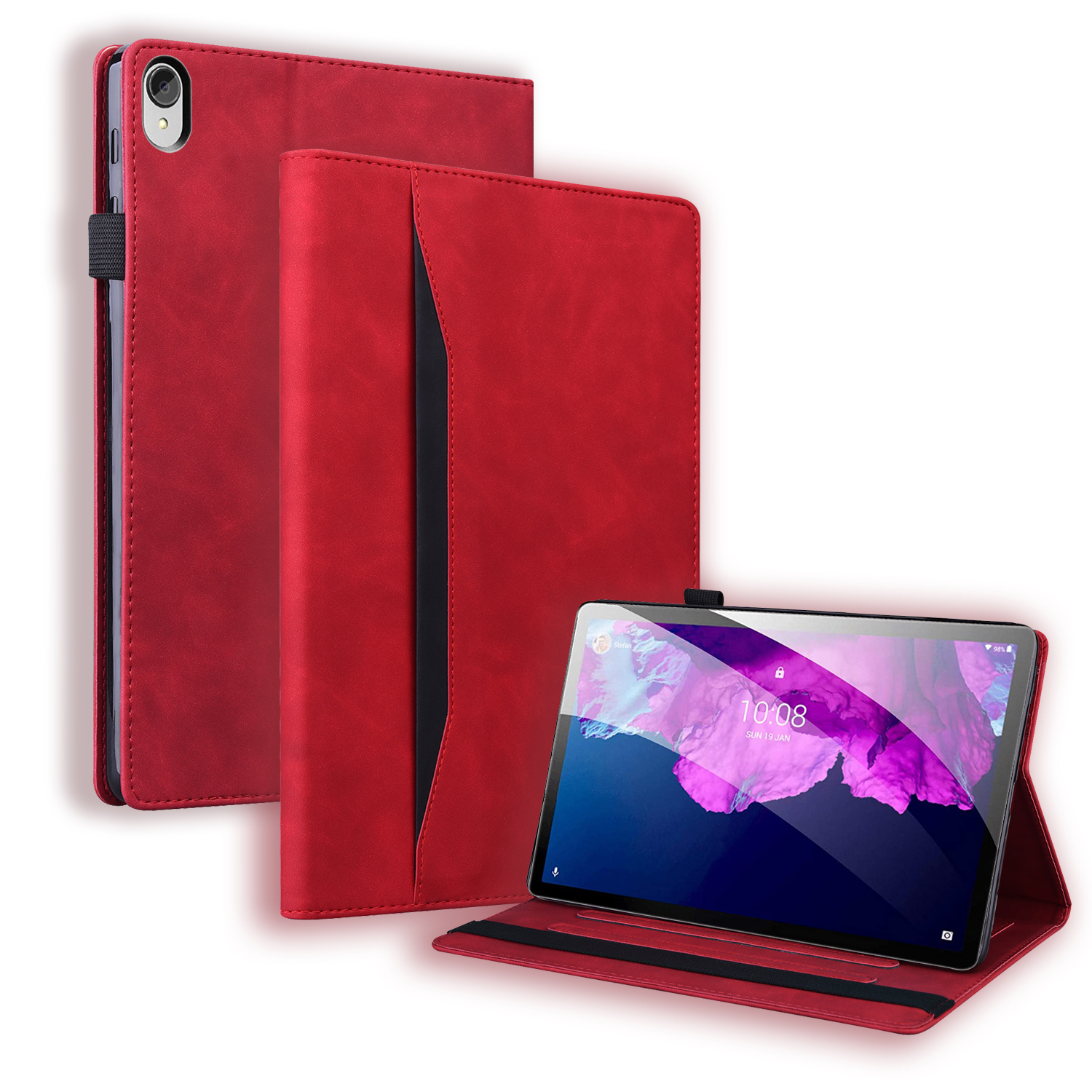 Case2go - Tablet hoes geschikt voor Lenovo Tab P11 - Business Wallet Book Case - Met Pasjeshouder - Rood afbeelding