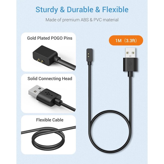 Case2go - 2-Pack - Oplaadkabel geschikt voor Redmi Watch 3 / Xiaomi Redmi Watch 2 Lite / Xiaomi Redmi Smart Band Pro / Xiaomi Smart Band 7 Pro - USB - 1.0 meter - Zwart