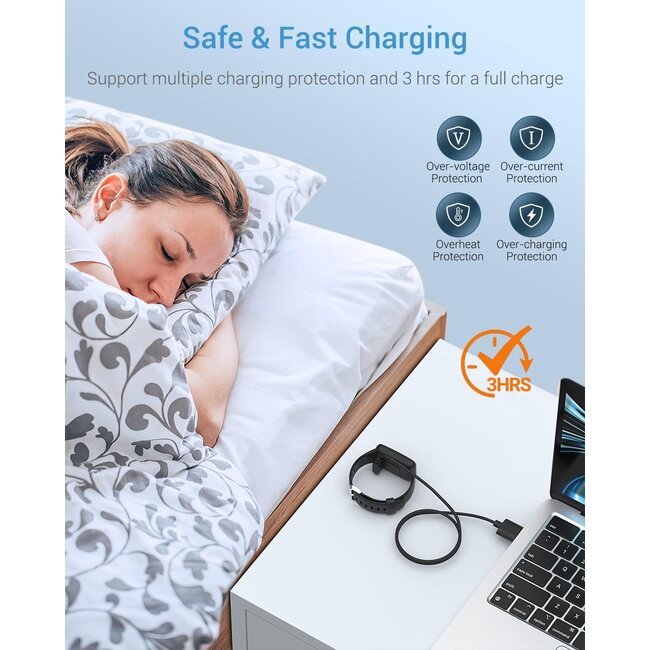 Case2go - 2-Pack - Oplaadkabel geschikt voor Redmi Watch 3 / Xiaomi Redmi Watch 2 Lite / Xiaomi Redmi Smart Band Pro / Xiaomi Smart Band 7 Pro - USB - 1.0 meter - Zwart