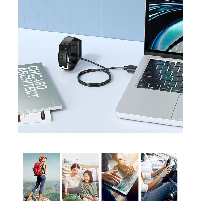 Case2go - 2-Pack - Oplaadkabel geschikt voor Redmi Watch 3 / Xiaomi Redmi Watch 2 Lite / Xiaomi Redmi Smart Band Pro / Xiaomi Smart Band 7 Pro - USB - 1.0 meter - Zwart