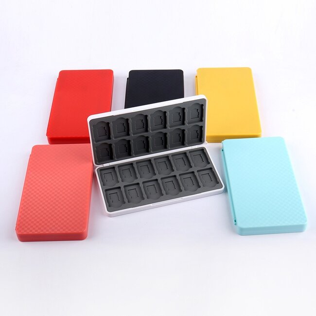 Case2go - Hoes geschikt voor Nintendo Switch Game Card - Nintendo Switch case met 24 vakjes - Zwart