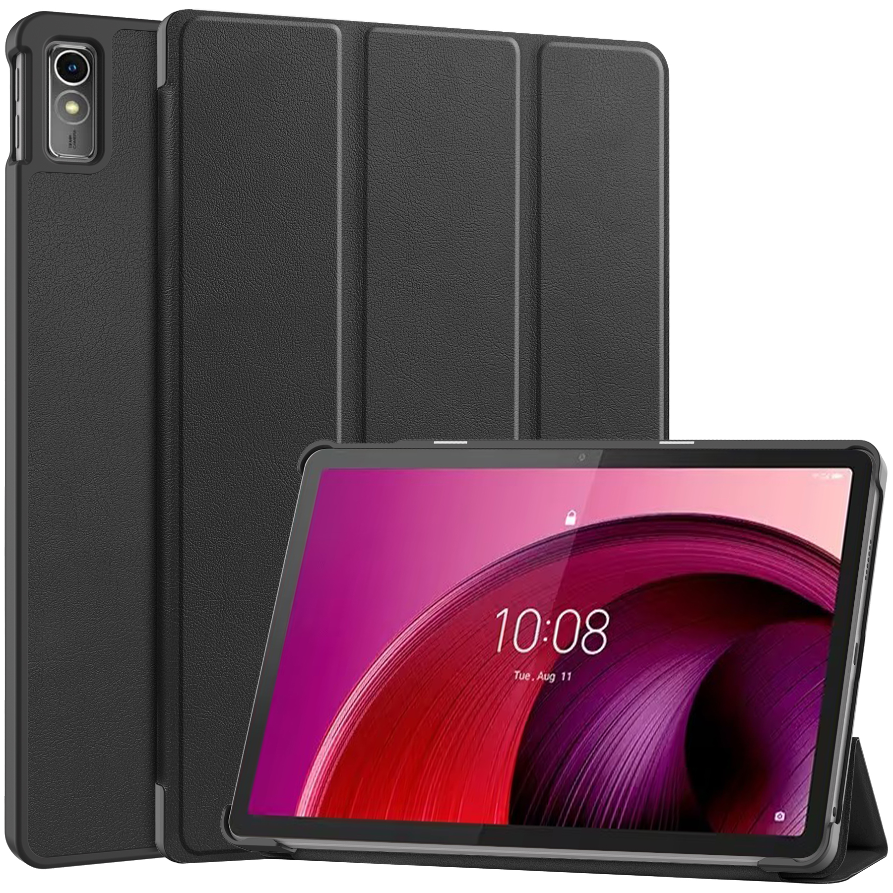 Case2go - Tablet hoes geschikt voor Lenovo Tab M10 5G - Tri-Fold Book Case - Auto/Wake functie - Zwart afbeelding