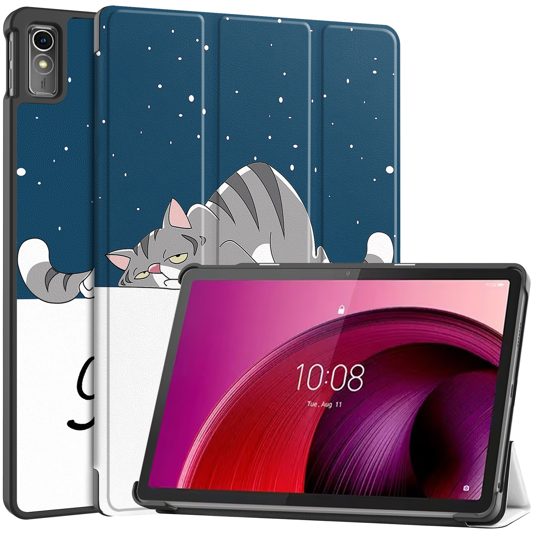 Case2go - Tablet hoes geschikt voor Lenovo Tab M10 5G - Tri-Fold Book Case - Auto/Wake functie - Good Night afbeelding