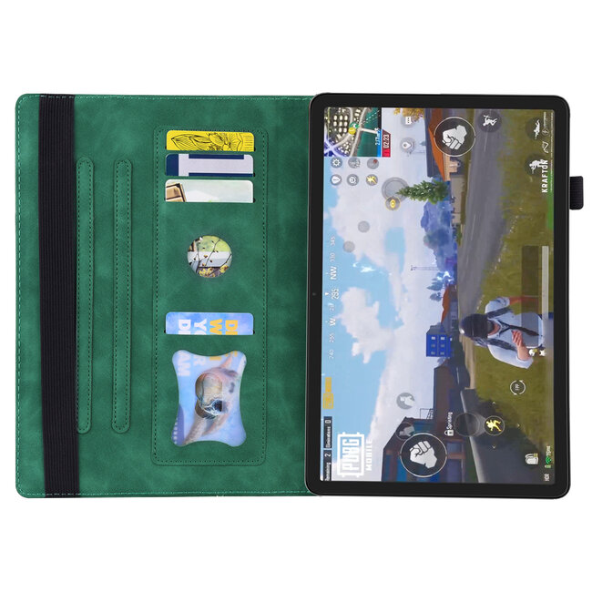 Case2go - Hoes geschikt voor Amazon Fire Max 11 (2023) - Business Wallet Book Case - Met pasjeshouder - Groen