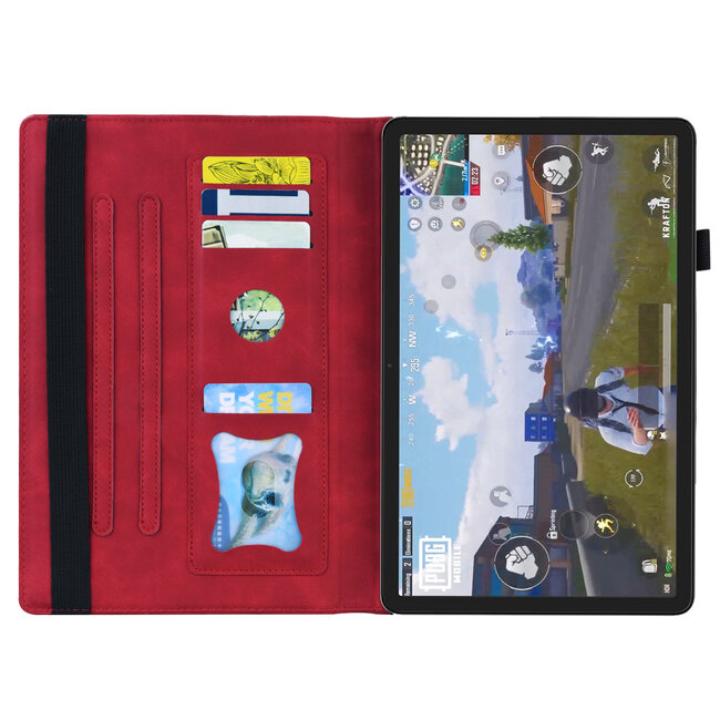 Case2go - Hoes geschikt voor Amazon Fire Max 11 (2023) - Business Wallet Book Case - Met pasjeshouder - Rood