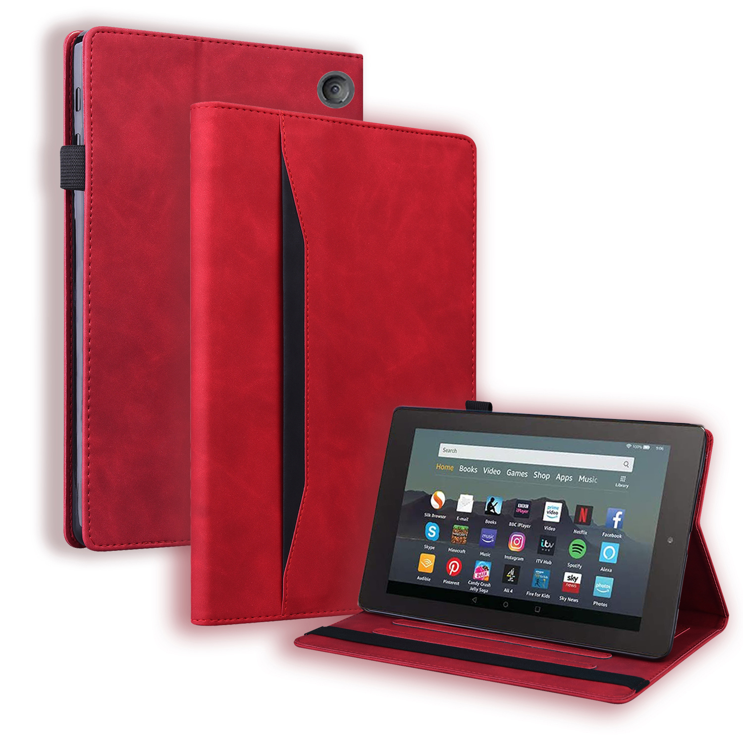 Case2go - Hoes geschikt voor Amazon Fire 7 (2022) - Business Wallet Book Case - Met pasjeshouder - Rood afbeelding