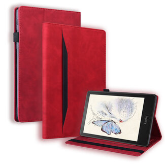 Case2go Case2go - Hoes geschikt voor Kindle Paperwhite (2021) - Business Wallet Book Case - Met pasjeshouder - Rood