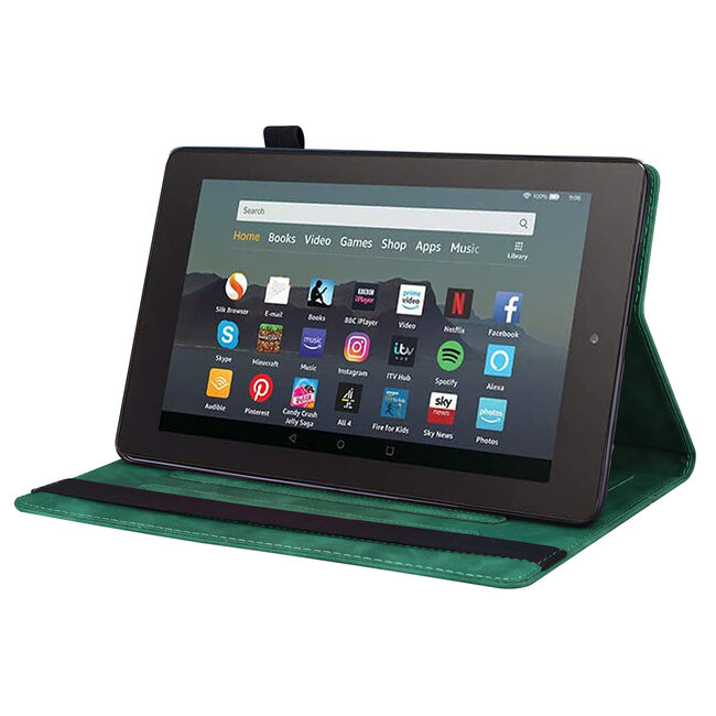Case2go - Hoes geschikt voor Amazon Fire 7 (2022) - Business Wallet Book Case - Met pasjeshouder - Groen