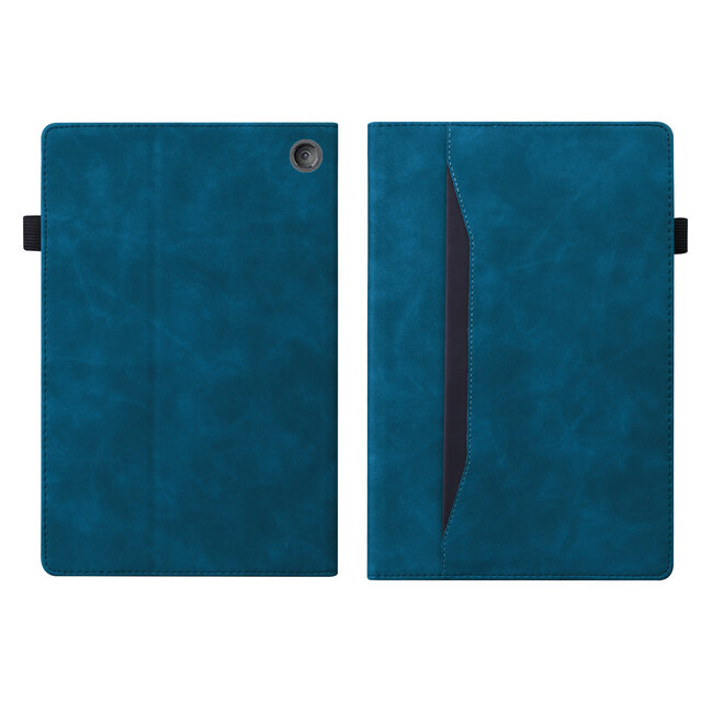 Case2go - Hoes geschikt voor Amazon Fire 7 (2022) - Business Wallet Book Case - Met pasjeshouder - Donker Blauw